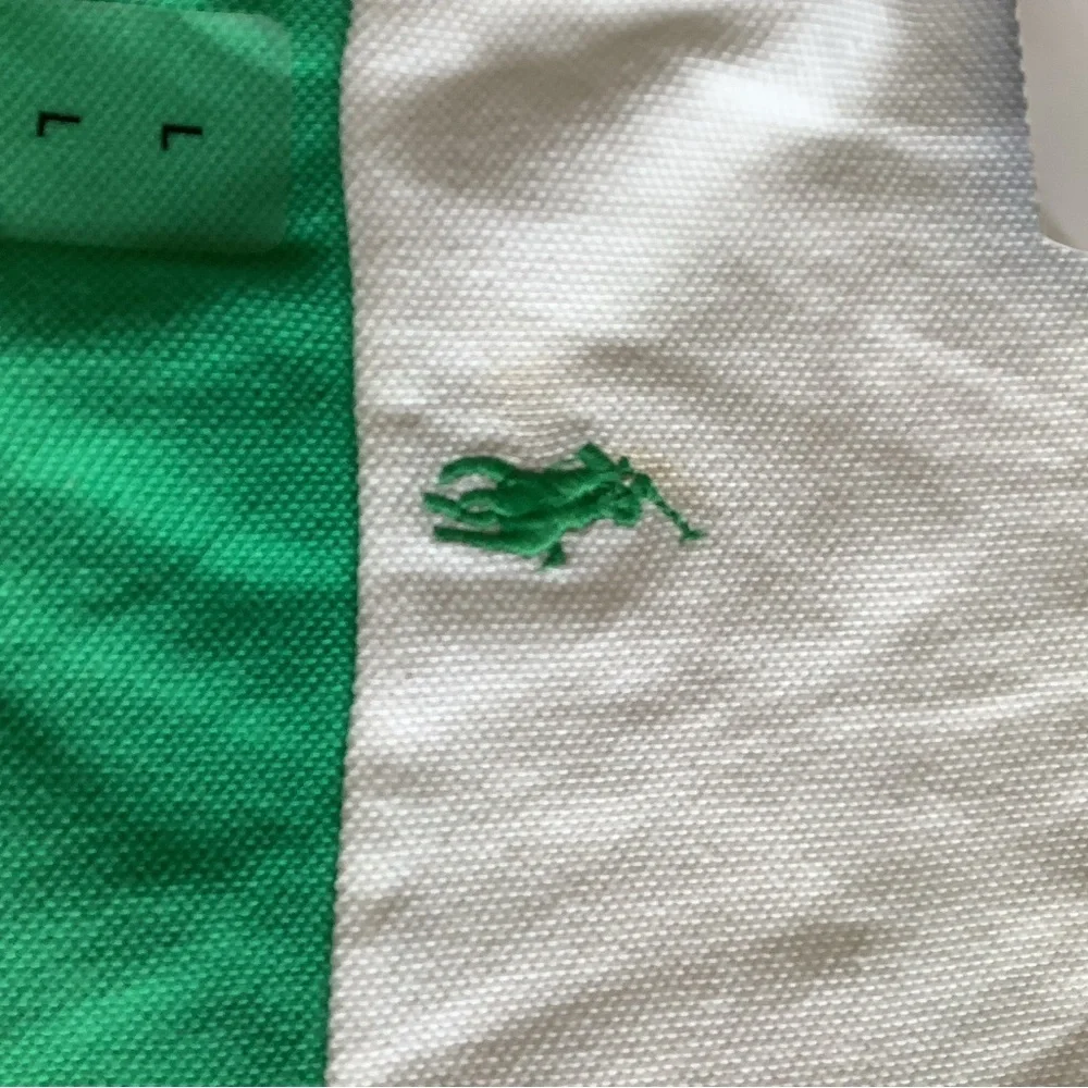 NWT Ralph Lauren authentic green and white short sleeve polo size large
